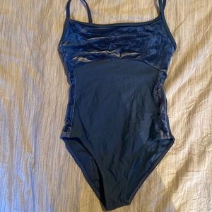 Wear Moi leotard blue crushed velvet xs